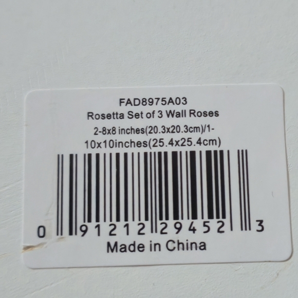 Brewster Home Fashions Rosetta White Gold Trim Wall Rose Decor Set Of 3 - Picture 11 of 14